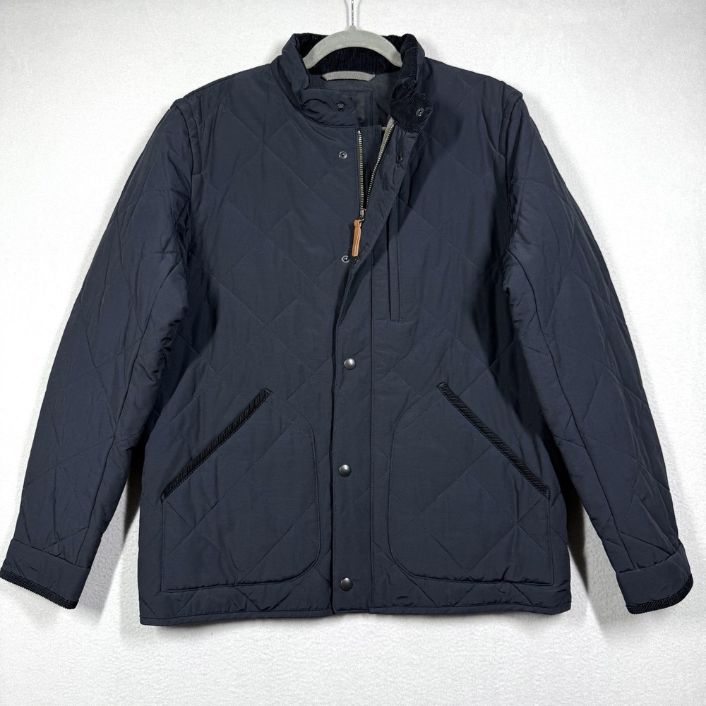 J Crew Sussex Quilted Jacket Mens Medium Corduroy Trim Military Field Barn Coat